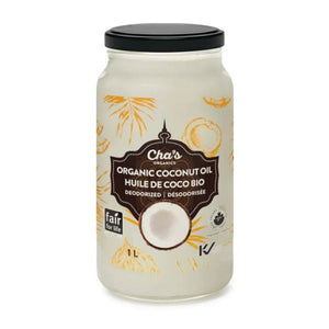 Cha's Organics - Organic Deodorized Coconut Oil (Glass Jar), 1L