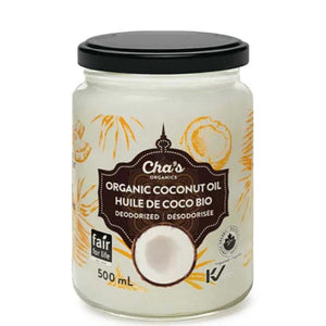 Cha's Organics - Organic Deodorized Coconut Oil (Glass Jar), 500ml