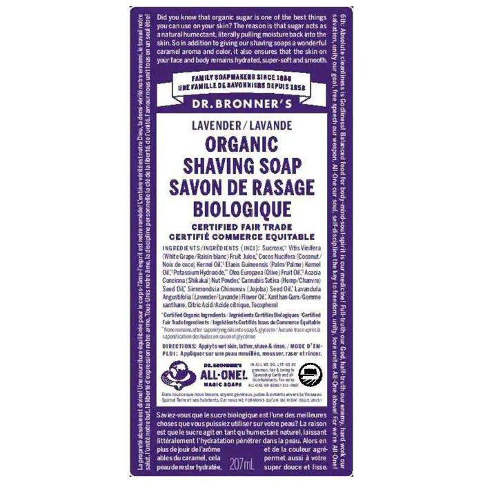 Dr. Bronner's Organic Shaving Soap Lavender, 207ml PlantX Canada