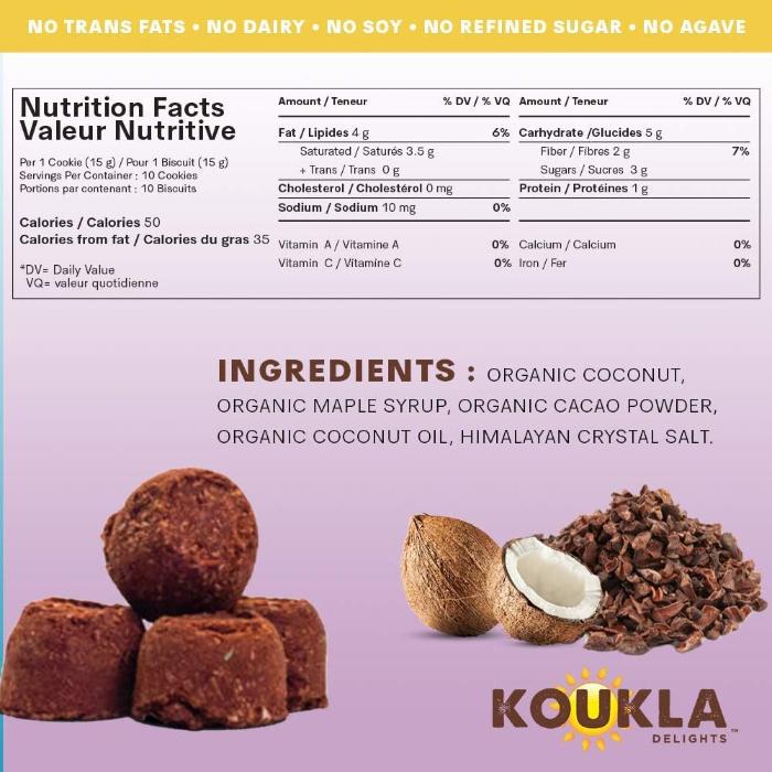 Koukla Delights - Cacao Coconut Bites, 150g - back