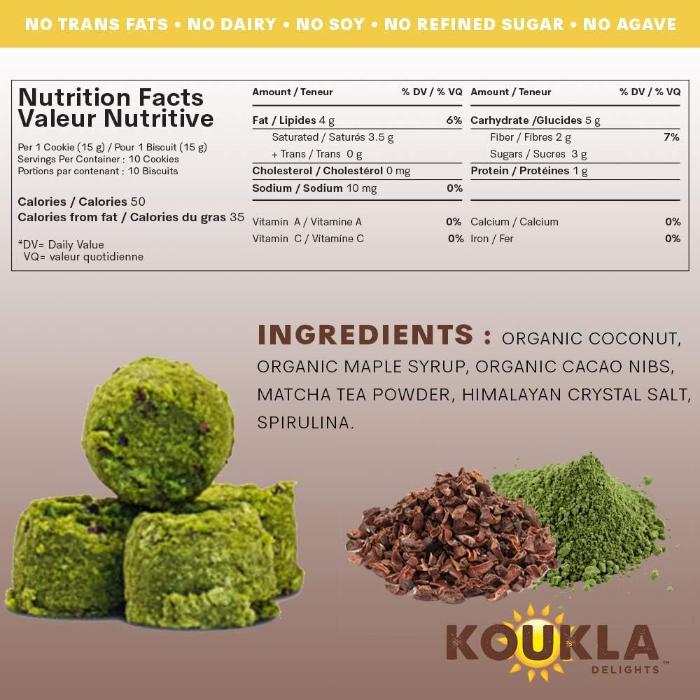 Koukla Delights - Matcha Cacao Nib Bites, 150g - back