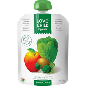 Love Child Organics - Apples Spinach Kiwi Broccoli Organic Puree 6 Months +, 128ml