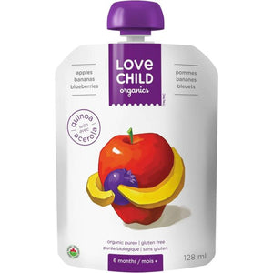 Love Child Organics - Apples, Bananas, Blueberries Organic Puree 6 Months+, 128ml