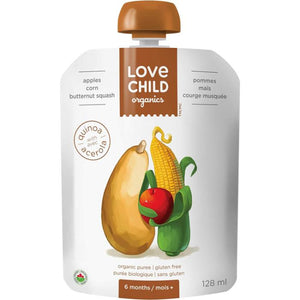 Love Child Organics - Apples, Corn, Butternut Squash Organic Puree 6 Months+, 128ml