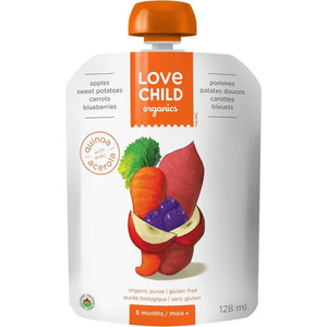 Love Child Organics - Apples, Sweet Potatoes, Carrots, Blueberries Organic Puree 6 Months+, 128ml
