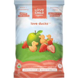 Love Child Organics - Love Ducks Organic Corn Snacks Apple + Strawberry 9+ Months, 30g