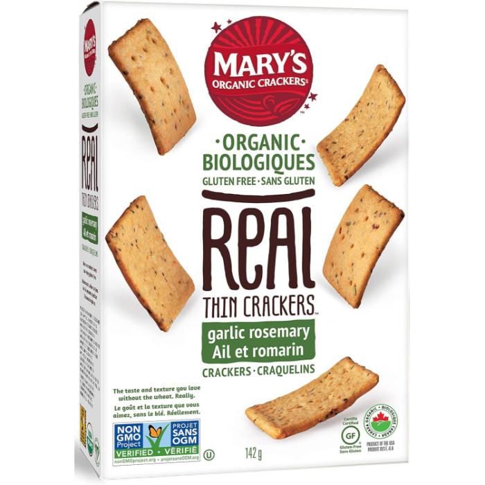 Mary's Organic Crackers Real Thin Crackers Garlic Rosemary Organic