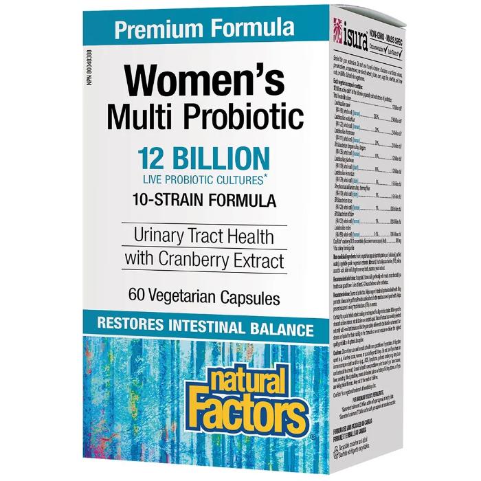 Natural Factors - Women's Multi Probiotic 12 Billion Live Probiotic Cultures, 60 Vegetarian Capsules