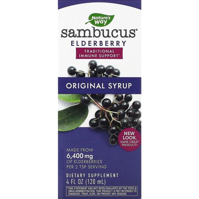 Nature's Way - Sambucus Standardized Elderberry Syrup Original , 120ml