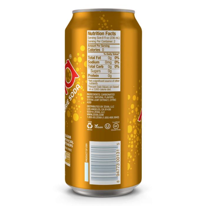 Zevia - Zero Calorie Soda Cream Soda, 1x355ml - back