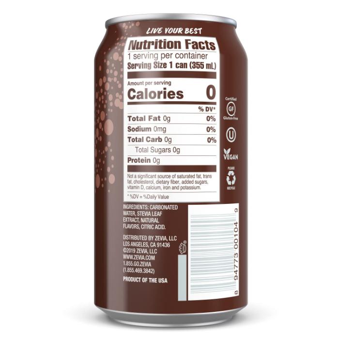 Zevia - Zero Calorie Soda Ginger Root Beer, 6x355ml - back