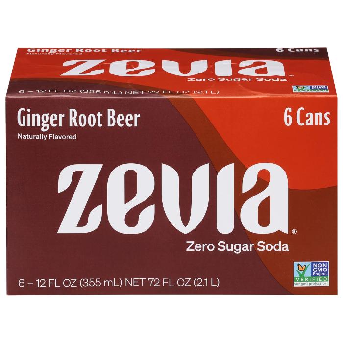 Zevia - Zero Calorie Soda Ginger Root Beer, 6x355ml