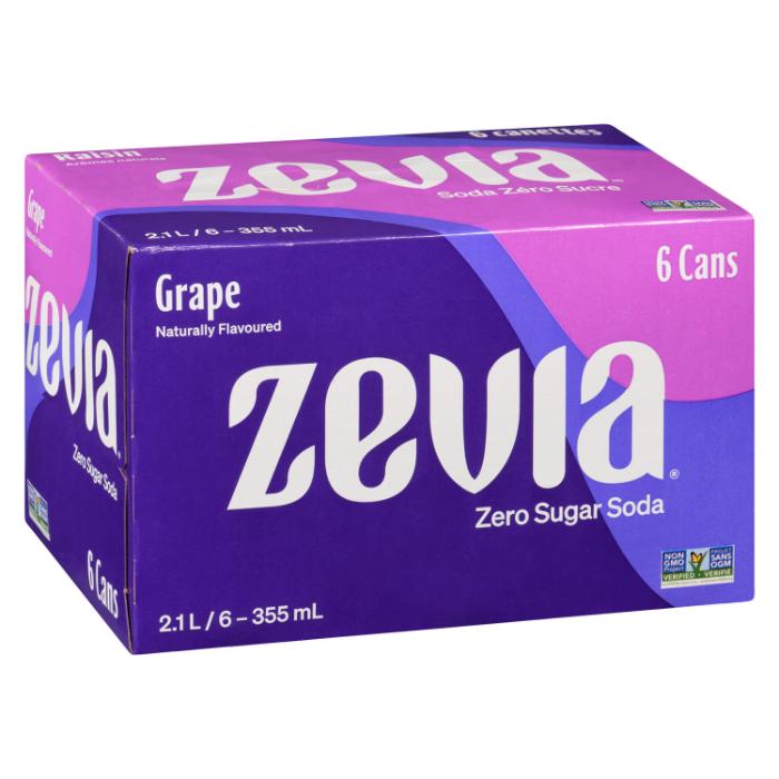 Zevia - Zero Calorie Soda Grape, 6x355ml