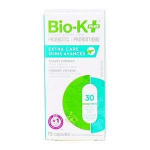 Bio-K+ - ExtraCare Travel Probiotic (30 Billion CFU), 15 Capsules