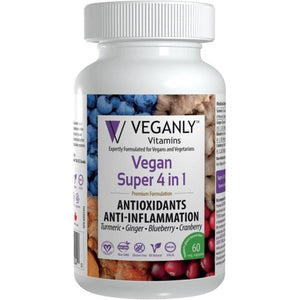 Veganly Vitamins - Vegan Super 4-in-1 Antioxidants & Anti-Inflammation, 60ct