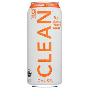 Clean Cause – Yerba Mate Orange Ginger Zero Calorie, 16 oz