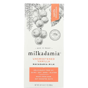 Milkadamia – Macadamia Milk Unsweetened Vanilla, 32 oz