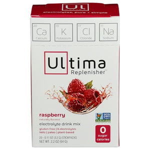 Ultima Replenisher - Electrolyte Hydration Raspberry - 20 Stickpacks, 2.2 Oz