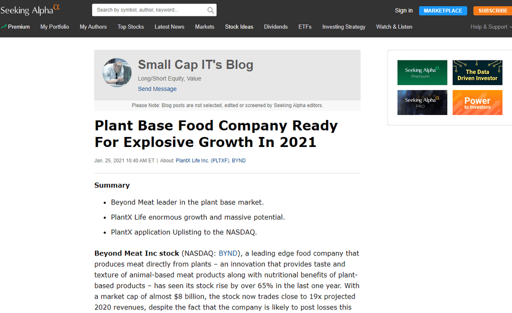 Plant Base Food Company Ready For Explosive Growth In 2021