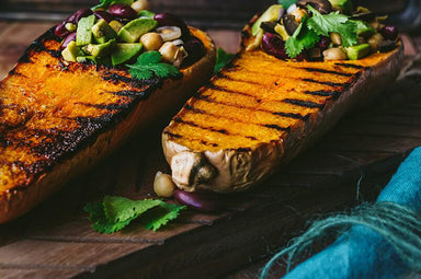 Roasted Butternut Squash with Avocado & Bean Filling