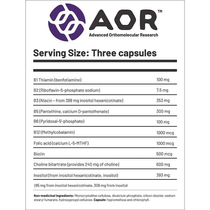 AOR - Advanced B Complex Capsules, 90 Capsules - Back