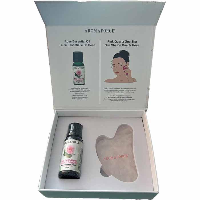 Aromaforce - Beauty Set Gua Sha And Rose Essential Oil, 1 Unit