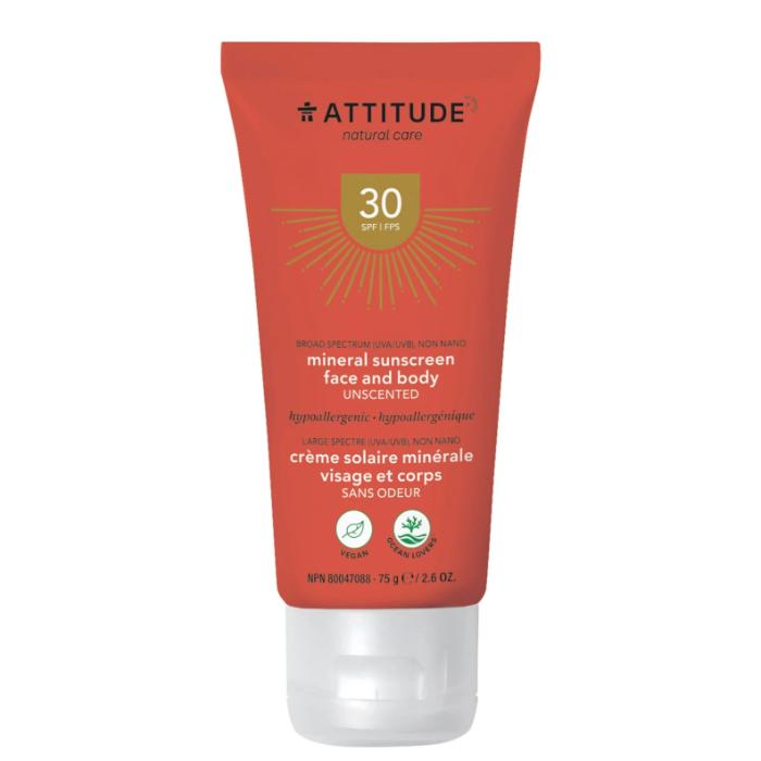 Attitude - Spf30 Face Sunscreen Fragrance-Free, 75g