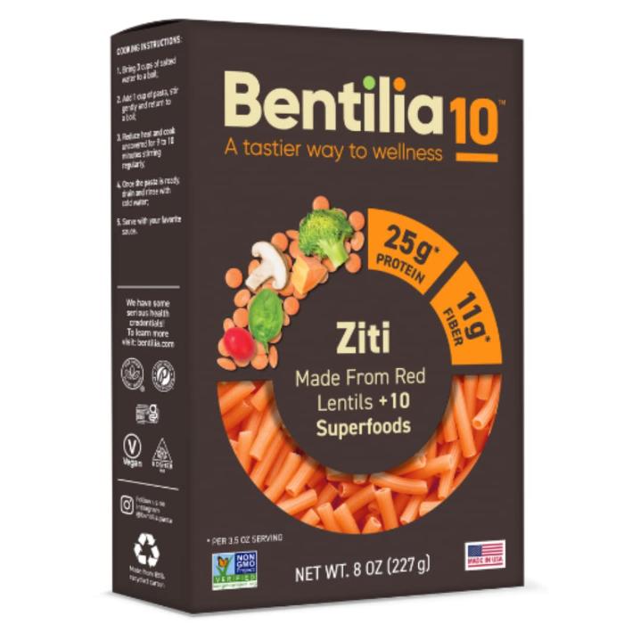 Bentilia - Ziti - Red Lentil Pasta 10 Super Foods, 227g