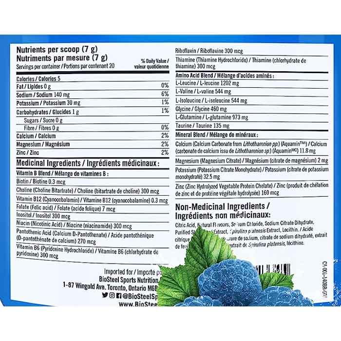 Biosteel - Blue Raspberry Hydrating Blend, 140g - Back