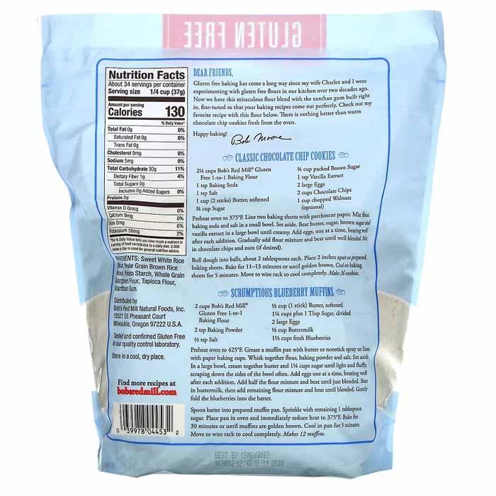 Bob's Red Mill - 1 To 1 Baking Flour, 1.24kg - Back
