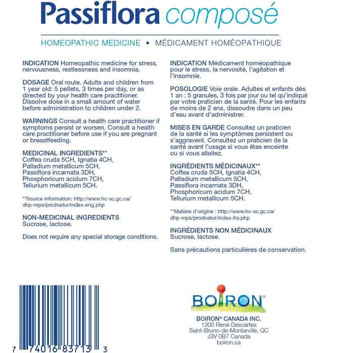 Boiron - Passiflora Composã© Sleep And Stress, 3Tube - Back