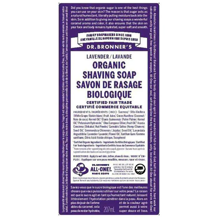 Dr. Bronner's - Organic Shaving Soap Lavender, 207ml