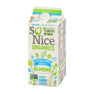 Earth's Own - So Nice Organic Almond Drink Unsweetened Vanilla, 1.75L