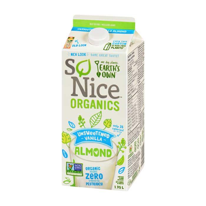 Earth's Own - So Nice Organic Almond Drink Unsweetened Vanilla, 1.75L - PlantX Canada