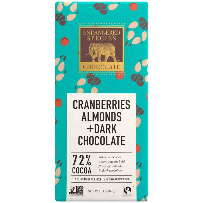 Endangered Species - Chocolate Dark Chocolate With Cranberries & Almonds, 85g - PlantX Canada