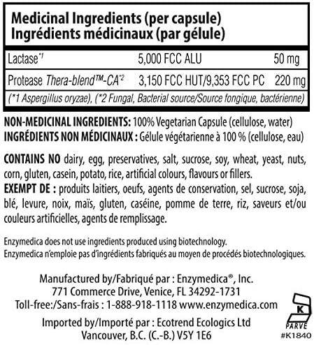 Enzymedica - Dairy Assist, 30 Units - back