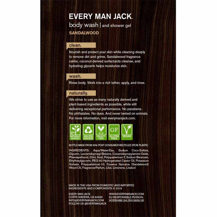 Every Man Jack - Body Wash Sandalwood, 500ml - Back
