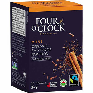Four O'Clock Tea - Chai Organic Fairtrade Rooibos 16 Teabags, 32g