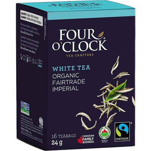 Four O'Clock Tea - White Tea Organic Fairtrade Imperial 16 Teabags, 24g