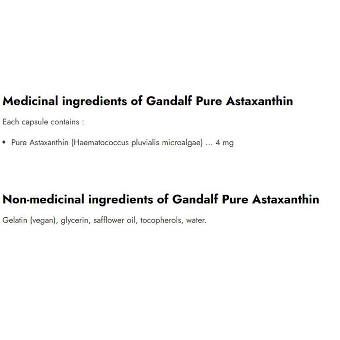 Gandalf - Astaxanthin 4mg, 60 Units - back