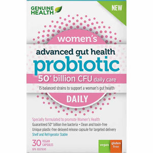 Genuine Health - Advanced Gut Health Daily Probiotics For Women, 50 Billion Cfu, 15 Diverse Strains, 30 Capsules
