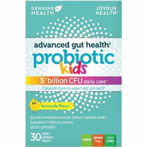 Genuine Health - Advanced Gut Health Probiotic For Kids, Lemonade Flavor, 5 Billion Cfu, 30 Tablets