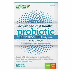 Genuine Health - Advanced Gut Health Probiotics, 50 Billion Cfu, 15 Diverse Strains, 60 Capsules