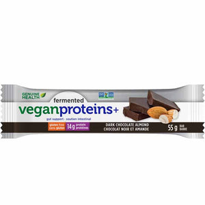 Genuine Health - Fermented Vegan Proteins+ Bar Dark Chocolate Almond, 55g