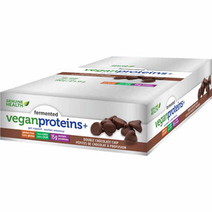 Genuine Health - Fermented Vegan Proteins+ Bar, Double Chocolate Chip, 12 Bars
