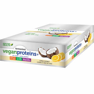 Genuine Health - Fermented Vegan Proteins+ Bar, Lemon Coconut, 12 Bars
