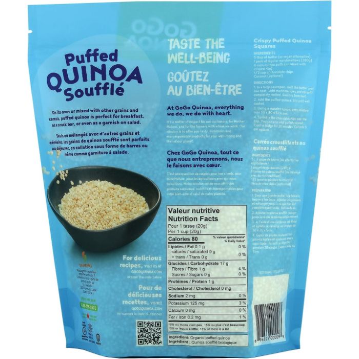Gogo Quinoa - Organic Puffed Quinoa, 180g - back