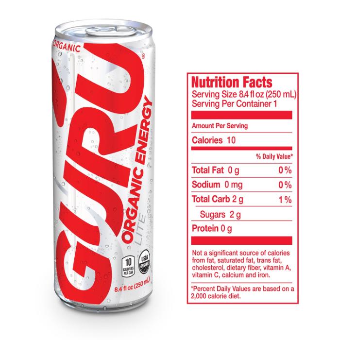 Guru - Energy Drink Lite Organic 4 X, 250ml - back
