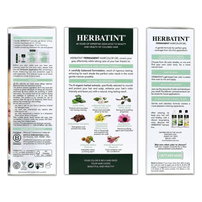 Herbatint - Permanent Hair Color, 1N Black, 135ml - back