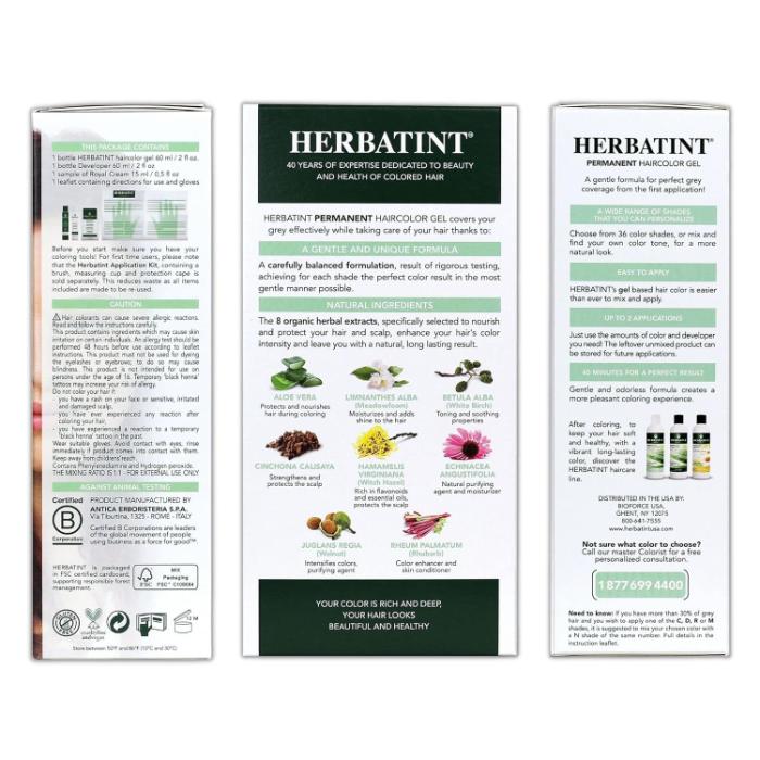 Herbatint - Permanent Hair Color, 5R Light Copper Chestnut, 135ml - back